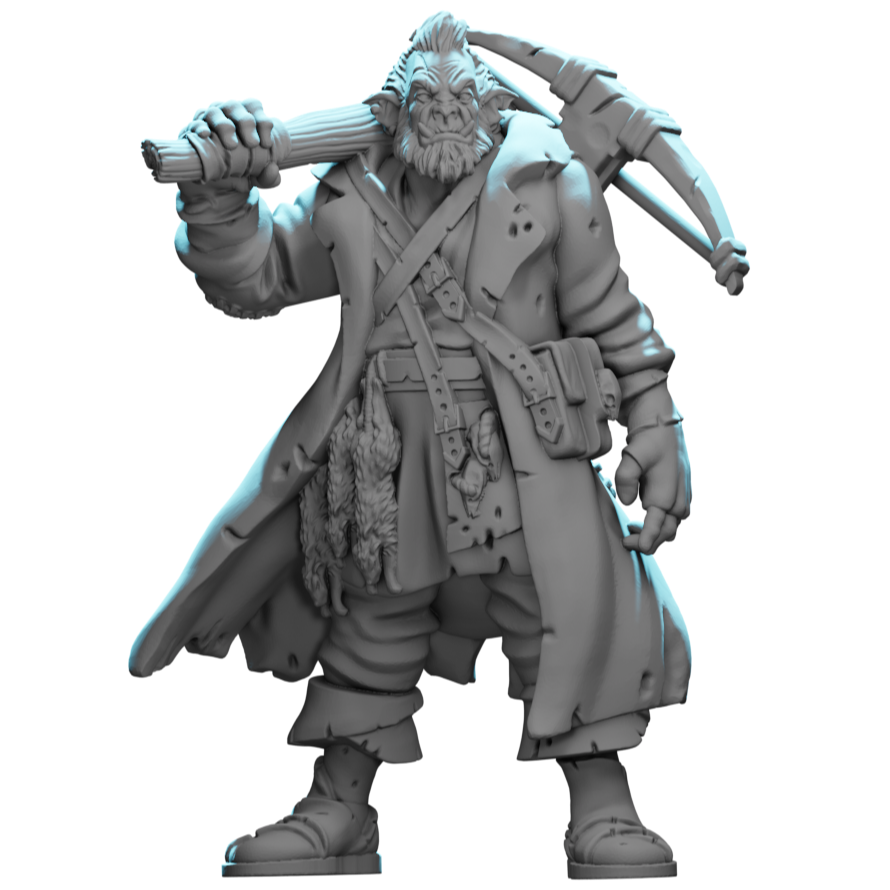Half Orc Rat Catcher RPG Miniature for Dungeons and Dragons, Pathfinder and Tabletop wargaming