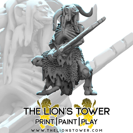 Skeletal Minotaur 3 (Large sized 32mm scale resin miniature with MDF base)