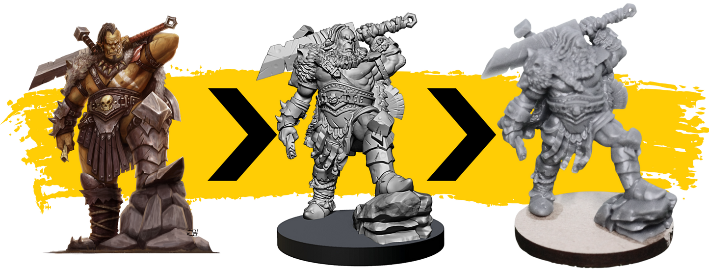 Gro’lok the Half-Orc Barbarian Chieftain – 32 mm Hero Miniature