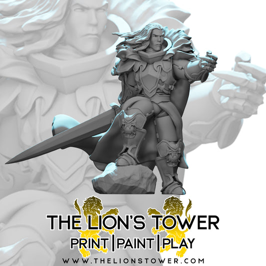 Kingdom of Talarius - Cedric the Dark Knight (32mm scale resin miniature with MDF base)