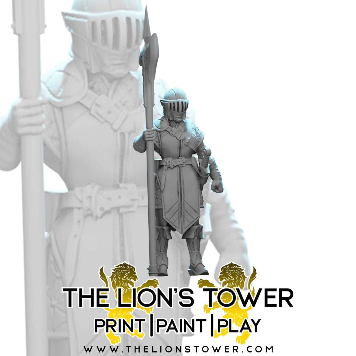 Elite Guards with Halberds (Set of 10 x 32mm scale resin miniatures with MDF bases)