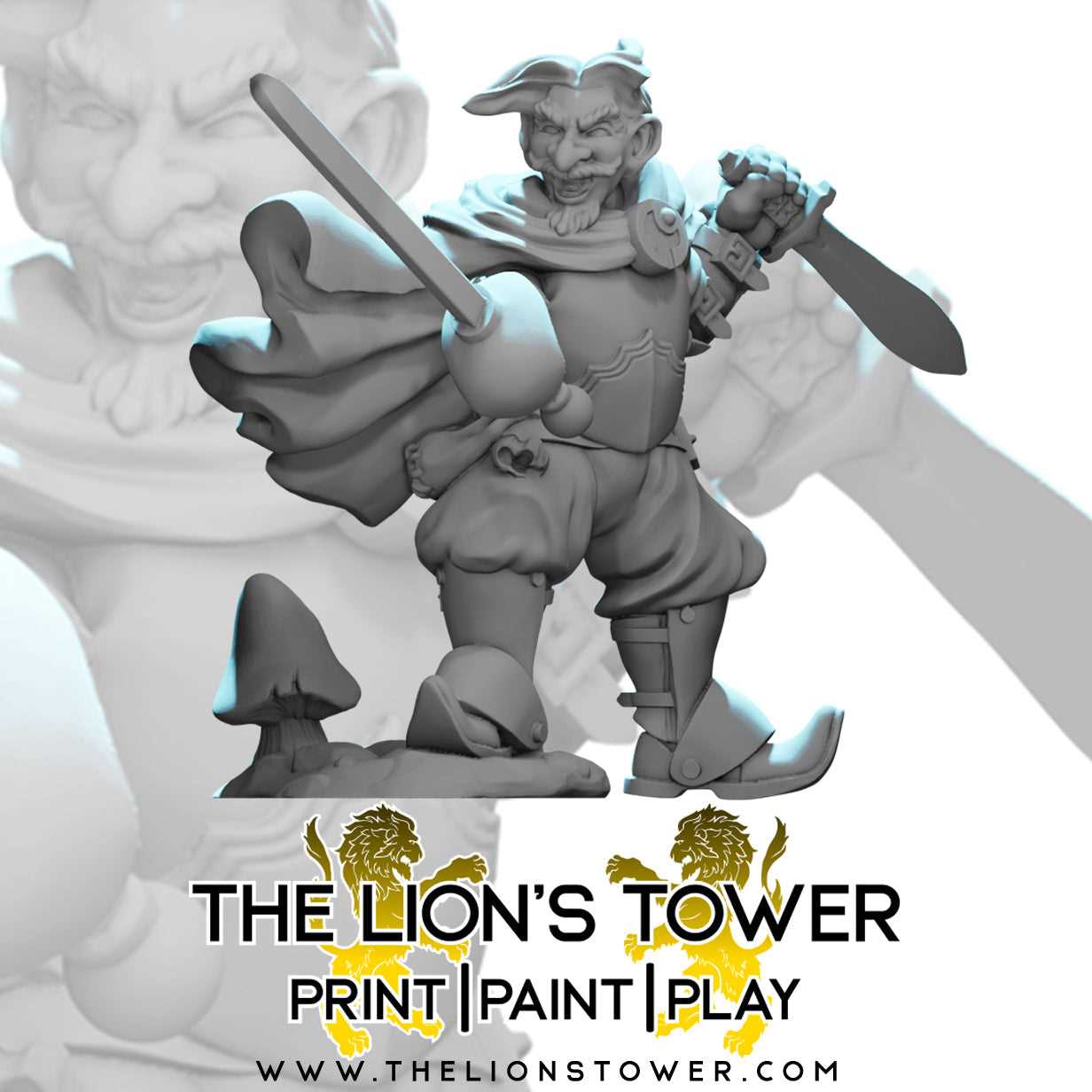 Gralen Billowpitch - Gnome Fighter (32mm scale resin miniature with MDF base)