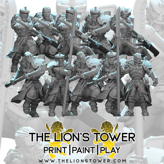 Kingdom of Talarius - Kingsguard Glaiveguards (Set of 10 x 32mm scale resin miniatures with MDF bases)