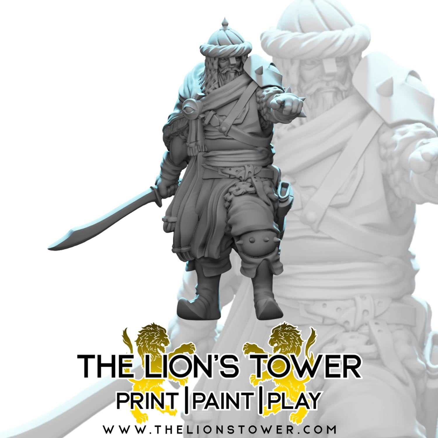 Knights of the Shield (Saracen) - Leader (32mm scale resin miniature with MDF base)