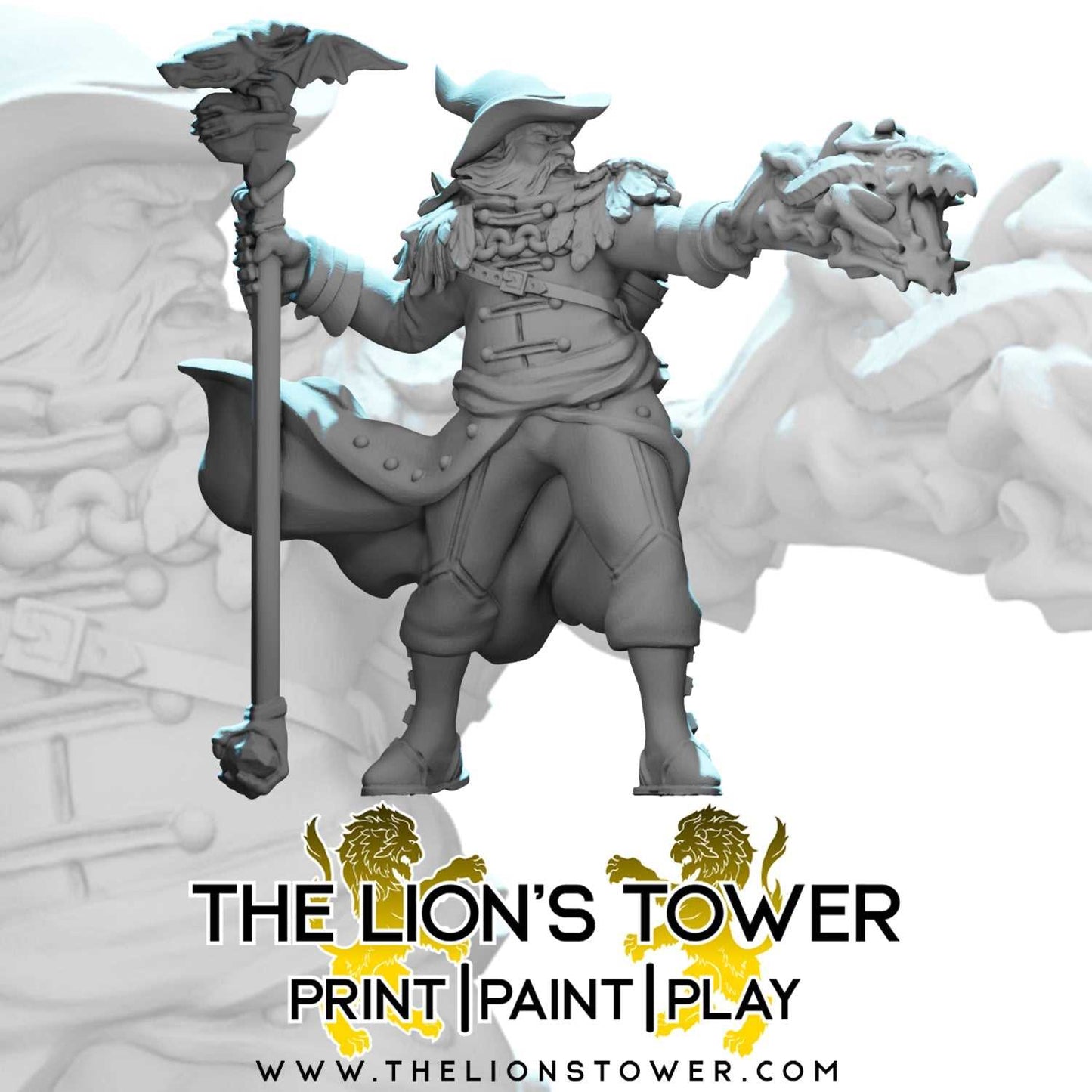 Male Wizard (32mm scale resin miniature with MDF base)
