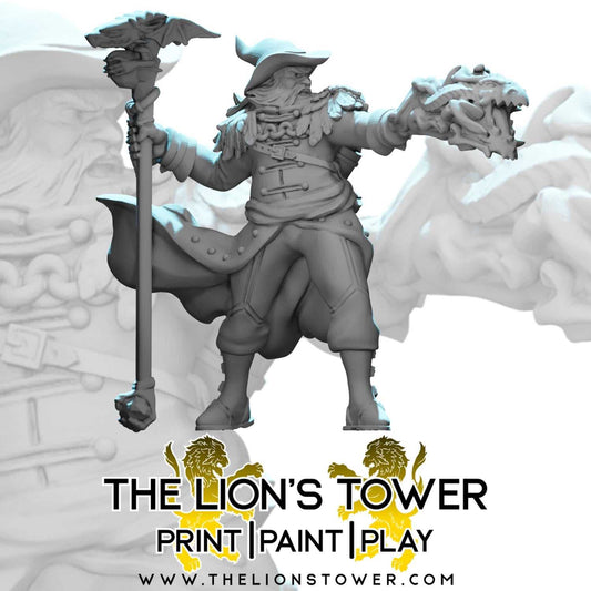 Male Wizard (32mm scale resin miniature with MDF base)