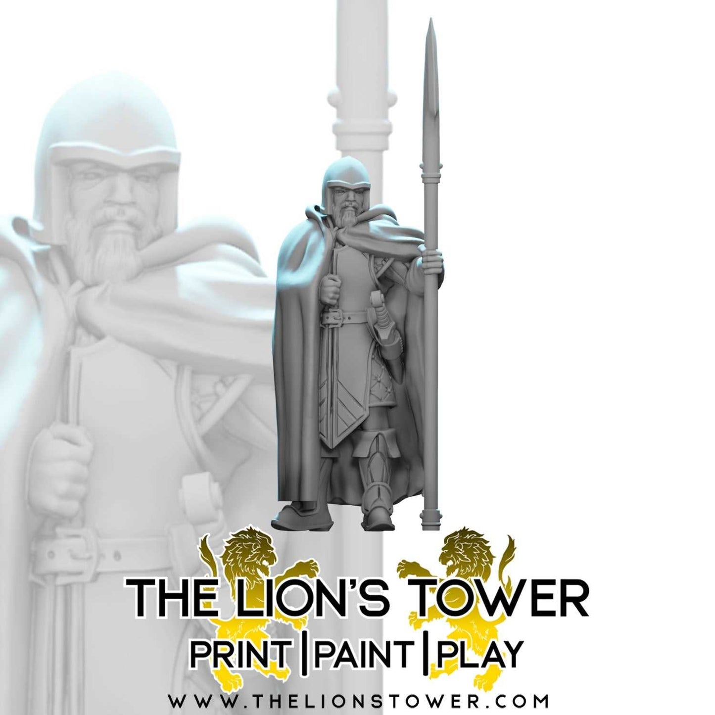 Noble Guards with Spears and Cloaks (Set of 10 x 32mm scale resin miniatures with MDF bases)