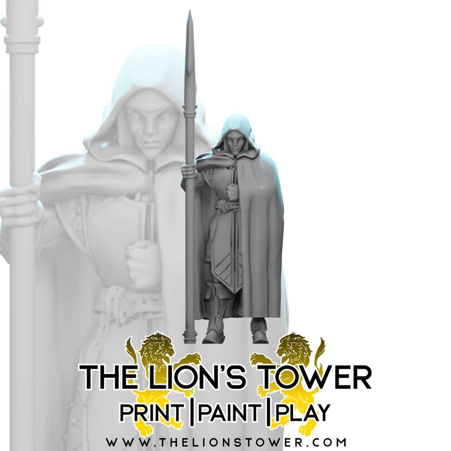 Noble Guards with Spears and Cloaks (Set of 10 x 32mm scale resin miniatures with MDF bases)