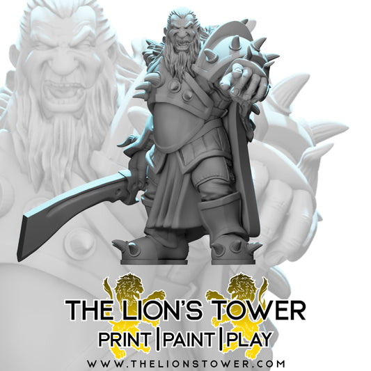 Kingdom of Talarius - Captain Artun - Order of The Behemoth Ogre Champion (32mm scale resin miniature with MDF base)