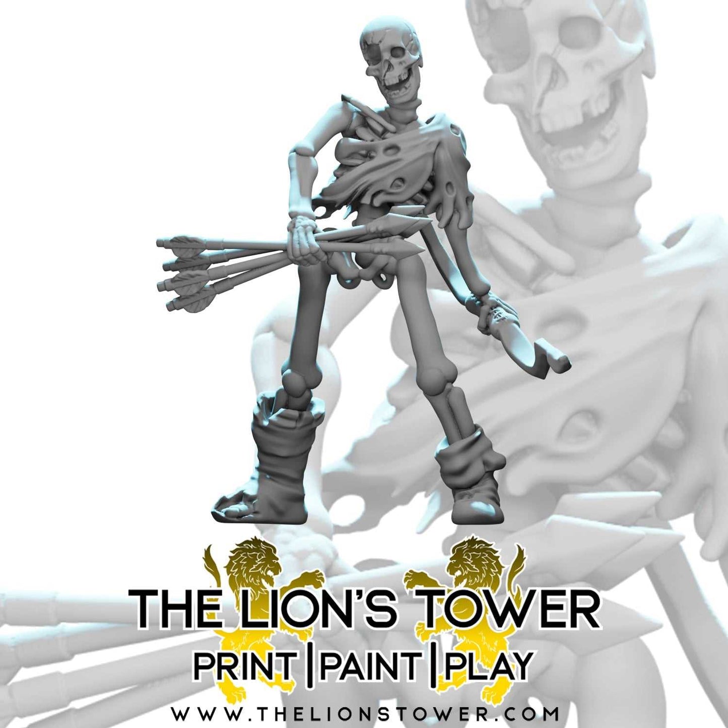 Skeleton Archers (Set of 5 x 32mm scale resin miniatures with MDF bases)