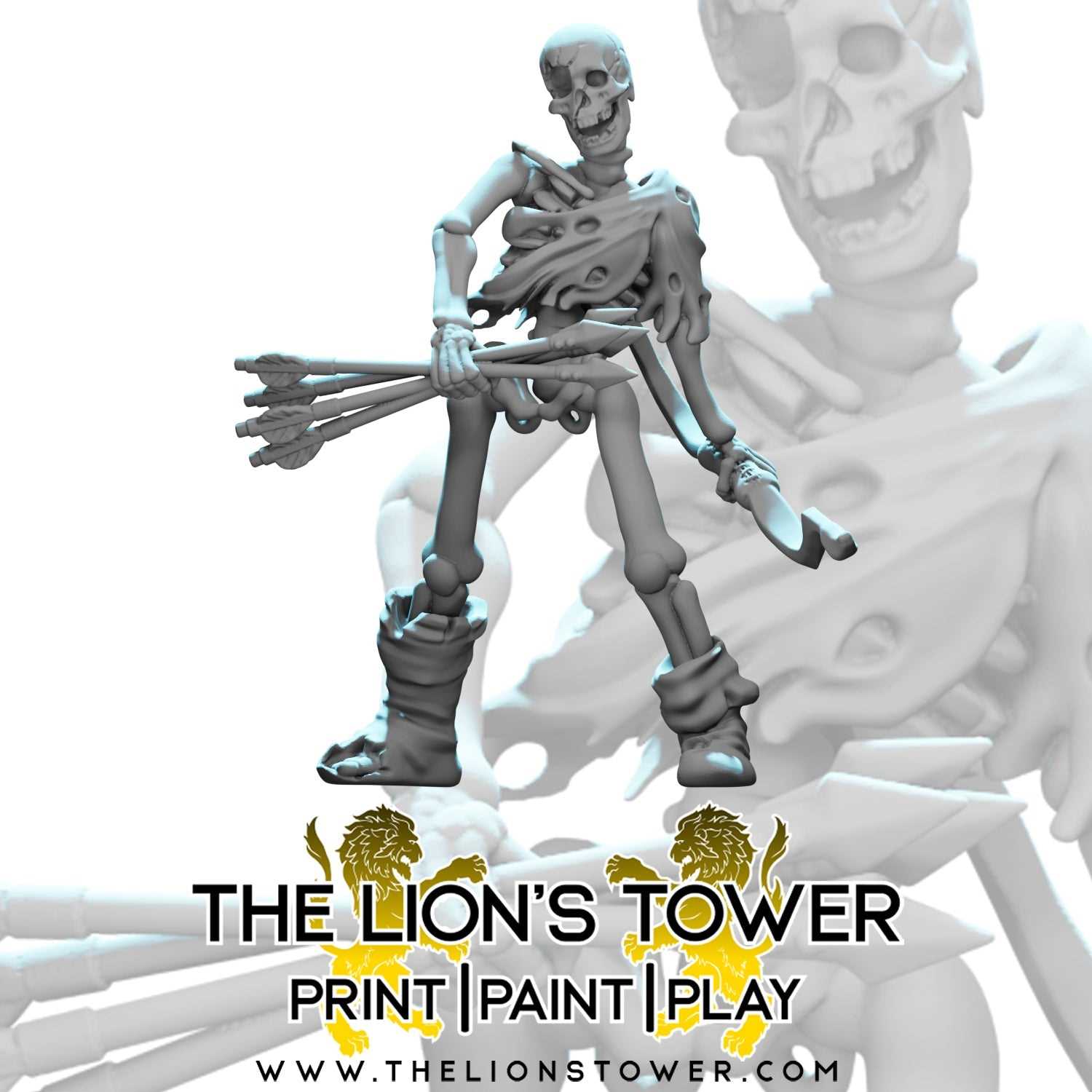 Skeleton Archers (Set of 5 x 32mm scale resin miniatures with MDF bases)
