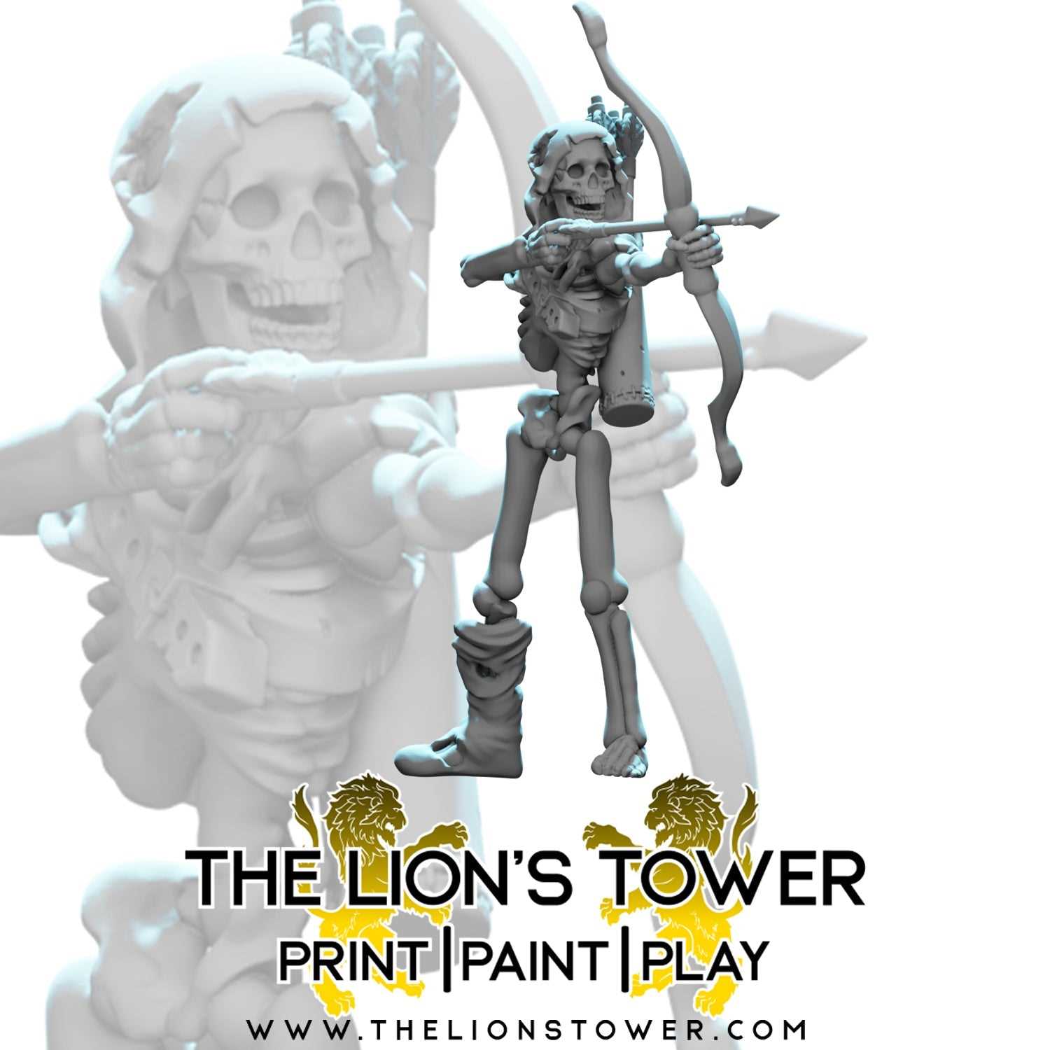Skeleton Archers (Set of 5 x 32mm scale resin miniatures with MDF bases)
