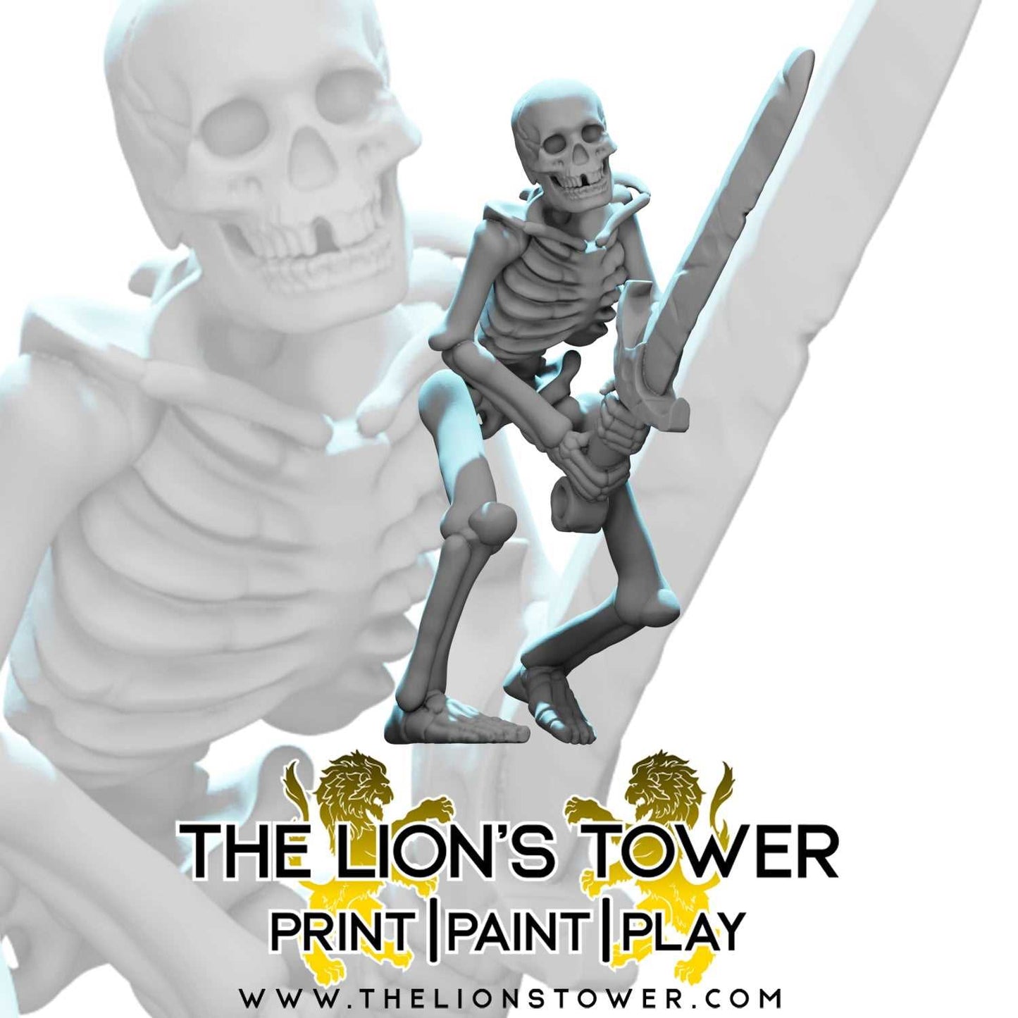 Naked Skeletons with Greatswords (Set of 5 x 32mm scale resin miniatures with MDF bases)