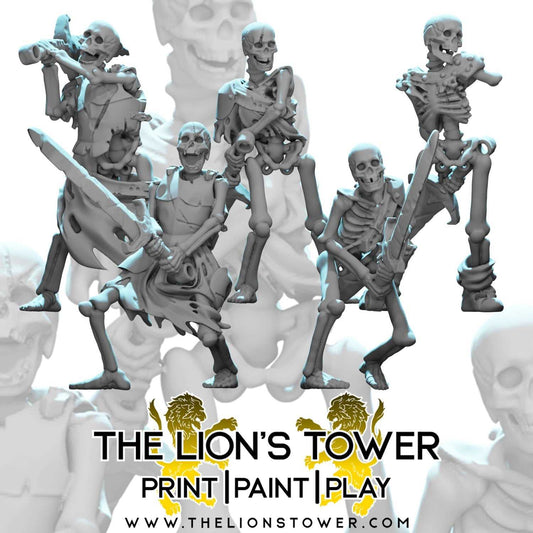 Skeleton Horde - Greatswords (Set of 5 x 32mm scale resin miniatures with MDF bases)