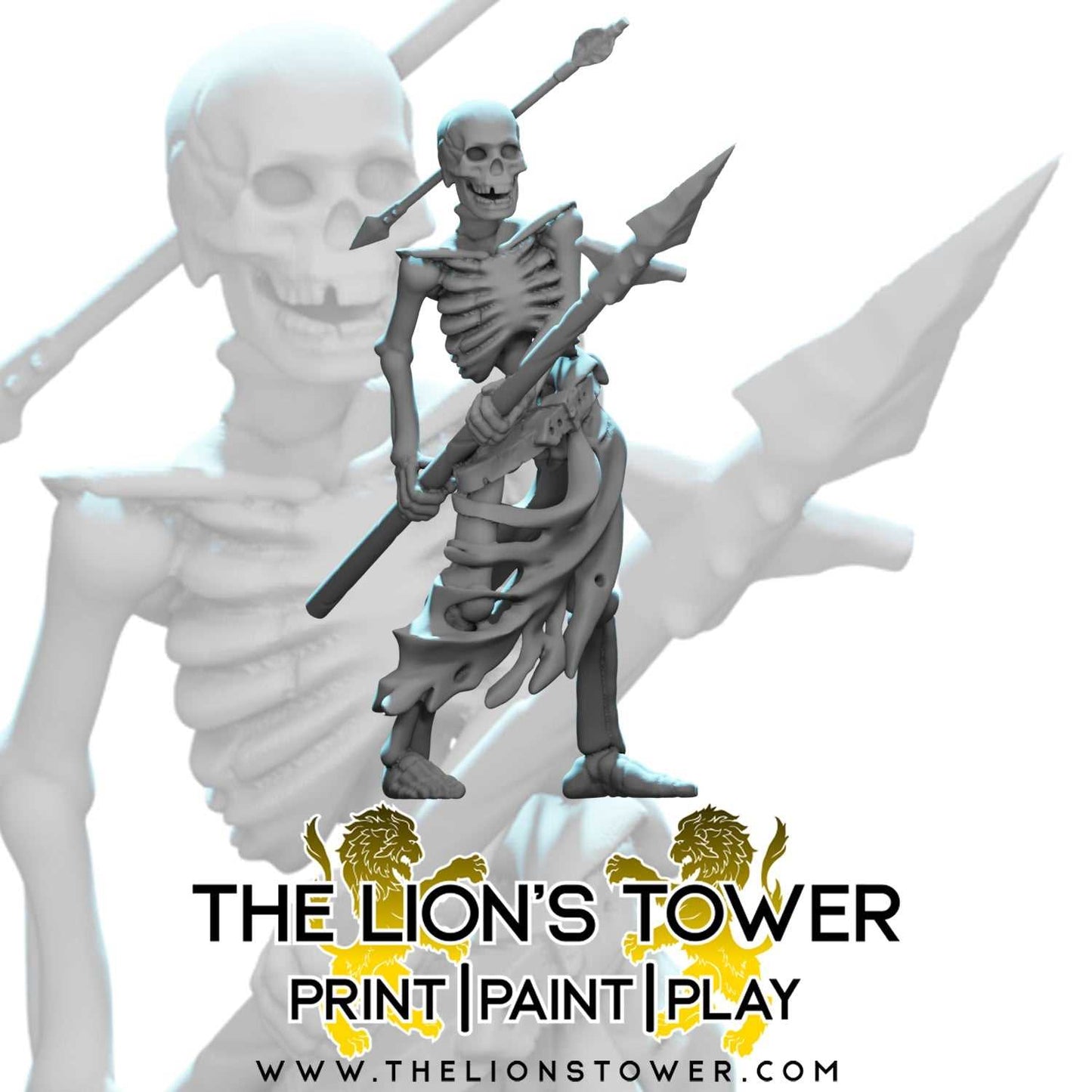 Skeleton Horde - Spearmen (Set of 5 x 32mm scale resin miniatures with MDF bases)