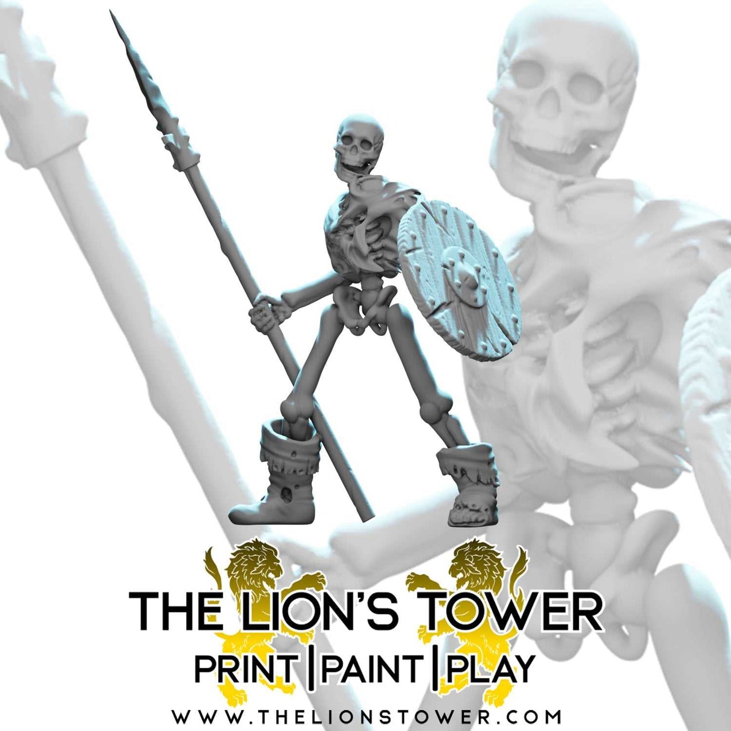Skeleton Horde - Spearmen (Set of 5 x 32mm scale resin miniatures with MDF bases)
