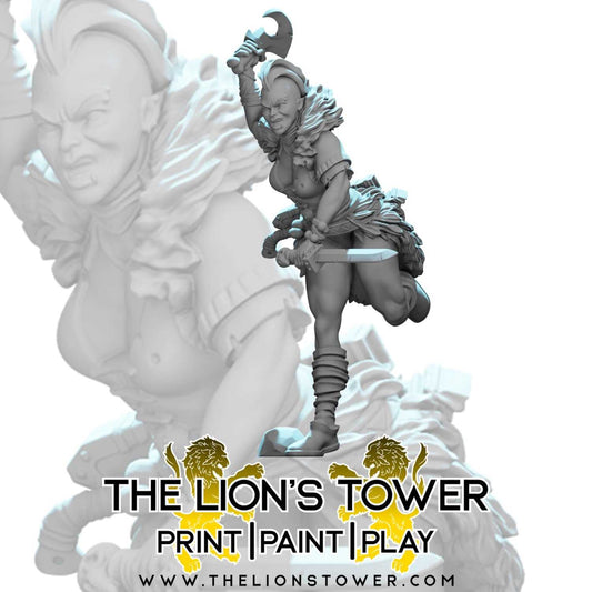 Urthafie - Barbarian Warrior (Charging) (32mm scale resin miniature with MDF base)