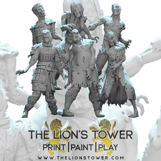 Zombie Horde (Set of 6 x 32mm scale resin miniatures with MDF bases)
