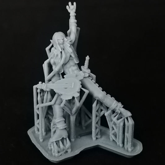 Elf Bard (Rock Metal), printed on the Phrozen Sonic Mini 4K in Phrozen Aqua 4K resin at 25 Micron Z resolution. The model is shown with supports still intact on a black background