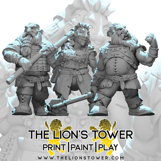 Dwarf Bandits (Set of 3 x 32mm scale resin miniatures with MDF bases)