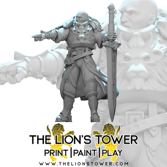 Sir Conon, Paladin Commander (32mm scale miniature with MDF base)