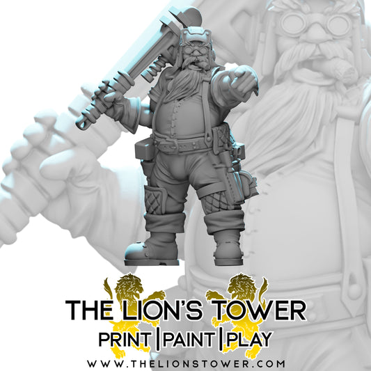 Kingdom of Talarius - Chief Engineer Sidney (32mm scale resin miniature with MDF base)