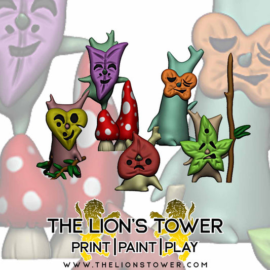 Forest Spirits Set 4 (Set of 5 x 32mm scale small resin miniatures with MDF bases)