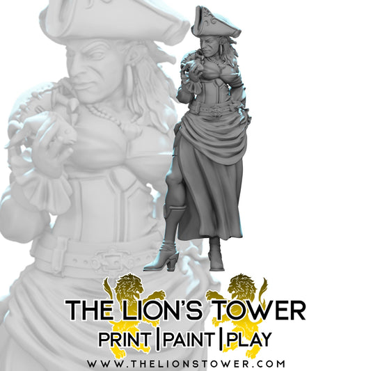 Lara "The Captain" Thunderift (32mm scale resin miniature with MDF base)