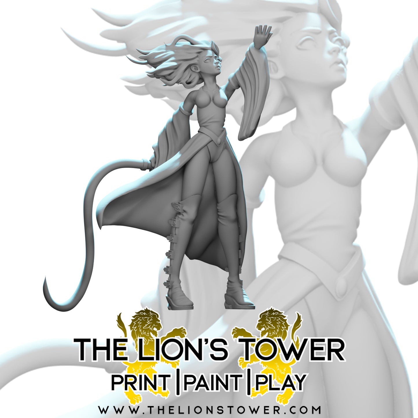 Kingdom of Talarius - Lydia the Therion Caller (32mm scale resin miniature with MDF base)