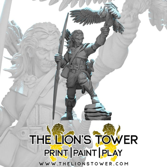 Bentolio - Blind Ranger with Owl (32mm scale resin miniature with MDF base)