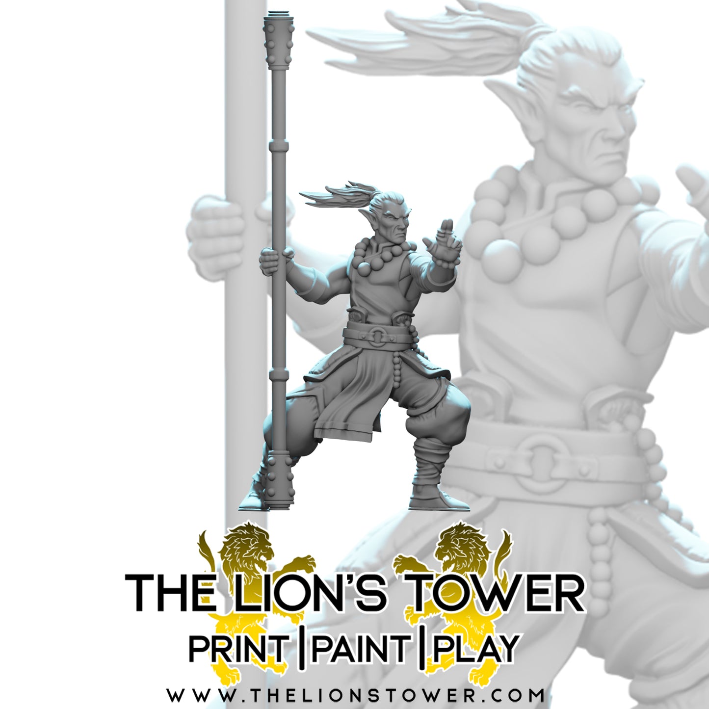 Kingdom of Talarius - Order of The Golden Lotus Warrior Monks (Set of 5 x 32mm scale resin miniatures with MDF bases)